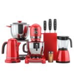 Download Red Kitchen Appliances on a White Background for free